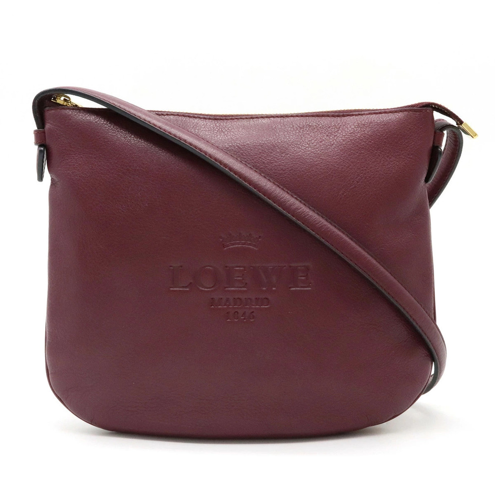 Loewe Heritage Crossbody Bag Leather Wine Red